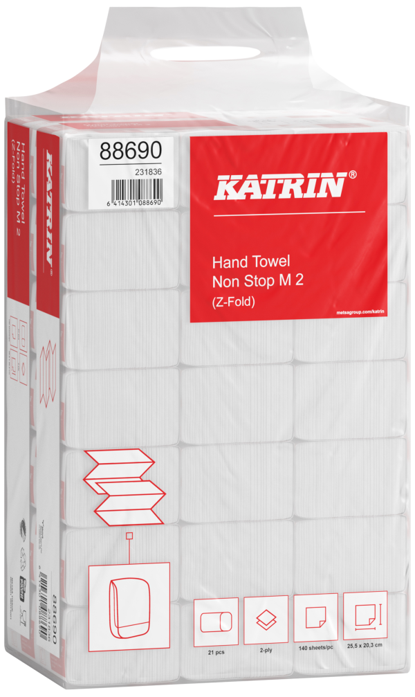 Håndklædeark Katrin Z-fold 2-lag hvid, 21Ã140ark